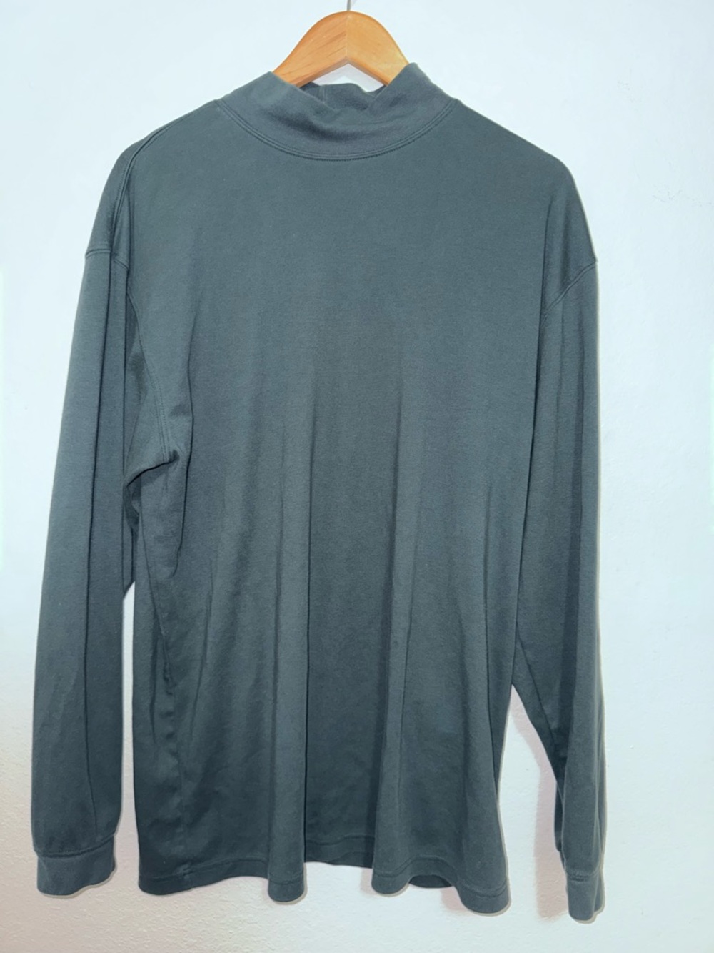Men's LL BEAN XL Long Sleeve Mock Neck Shirt - GREEN